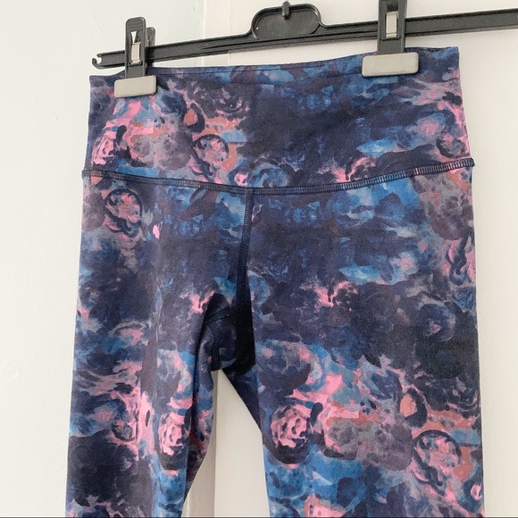 LULULEMON blue purple print cottons leggings 4 - Picture 2 of 8